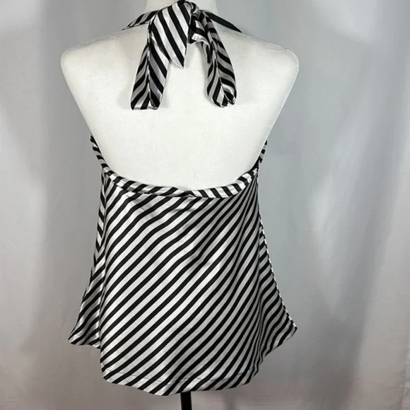 H&M Black & White Striped Satin Halter Top - Picture 6 of 7